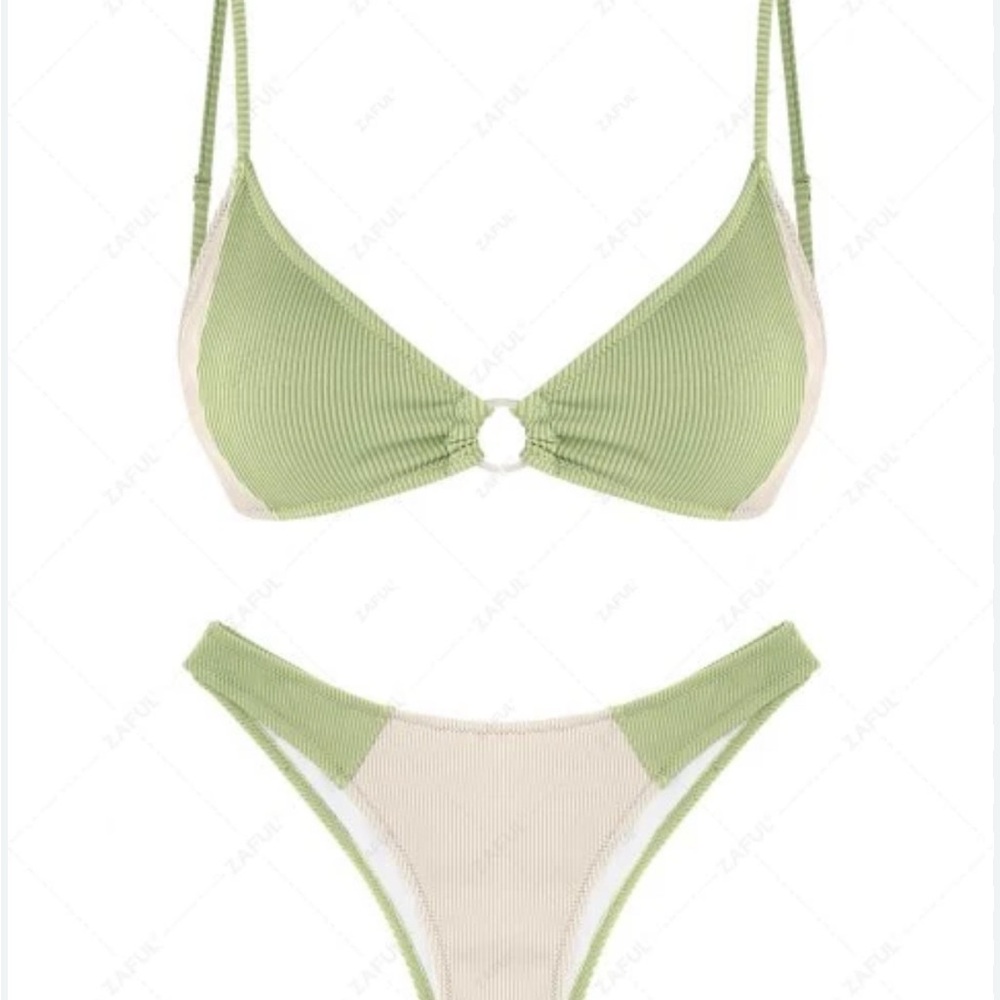 Zaful Sage and Cream Bikini Set